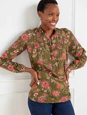 Pintuck Top - Graceful Floral