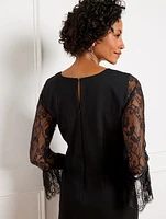 Ponte Lace Sleeve A-Line Dress