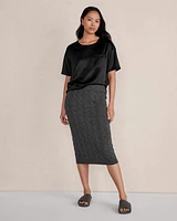 Organic Cotton Blend Cable Knit Midi Skirt