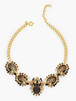 Multi Stone Cluster Statement Necklace