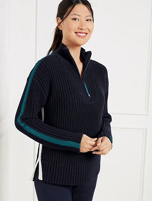 Tipped Half-Zip Sweater