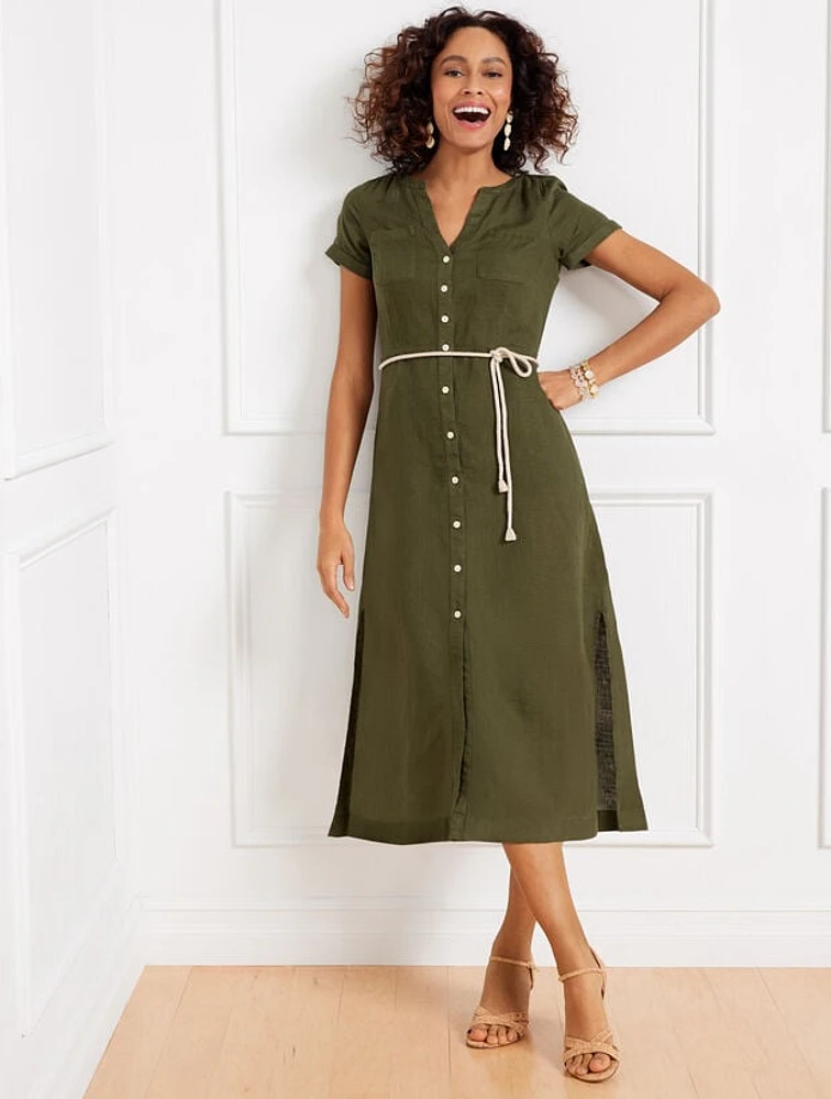 Linen Fit & Flare Shirtdress