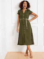 Linen Fit & Flare Shirtdress