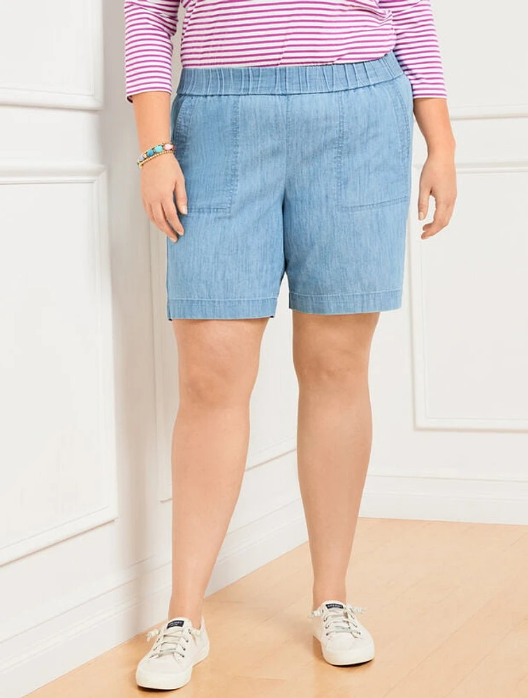 Pull-On Shorts - Chambray