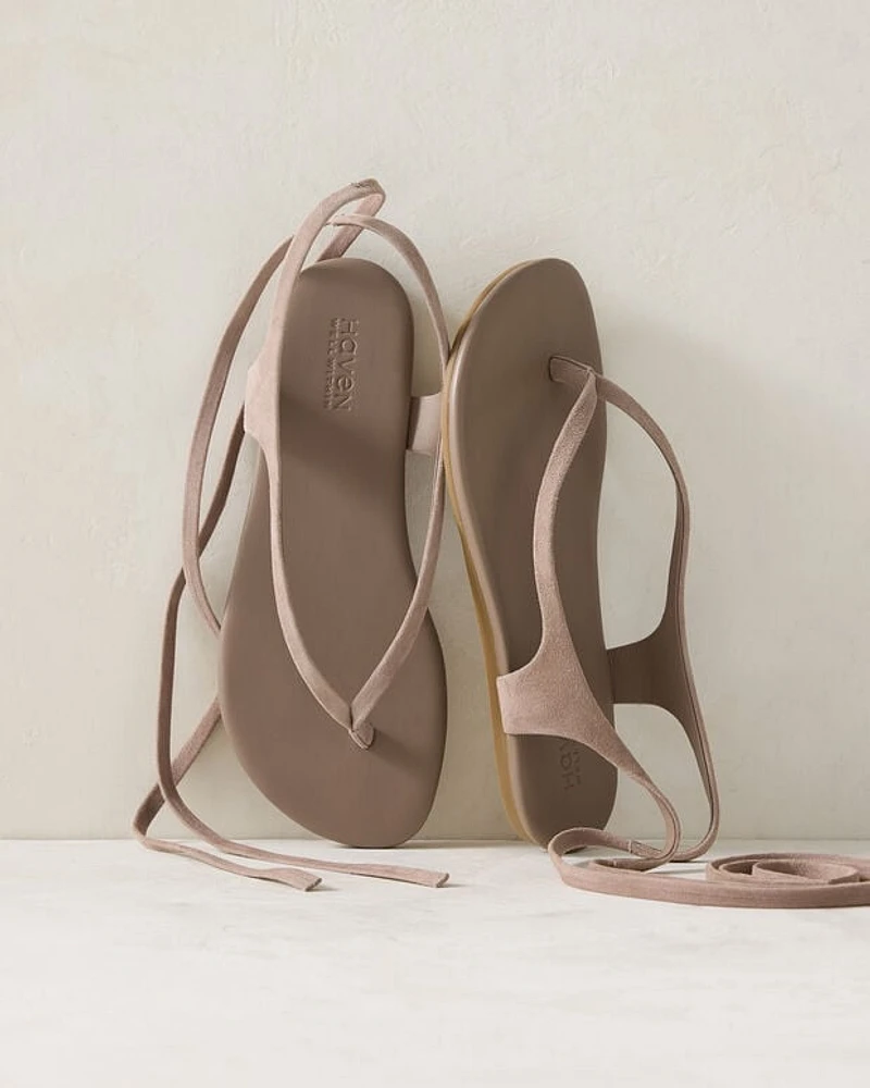 Suede Wrap-Up Thong Sandals