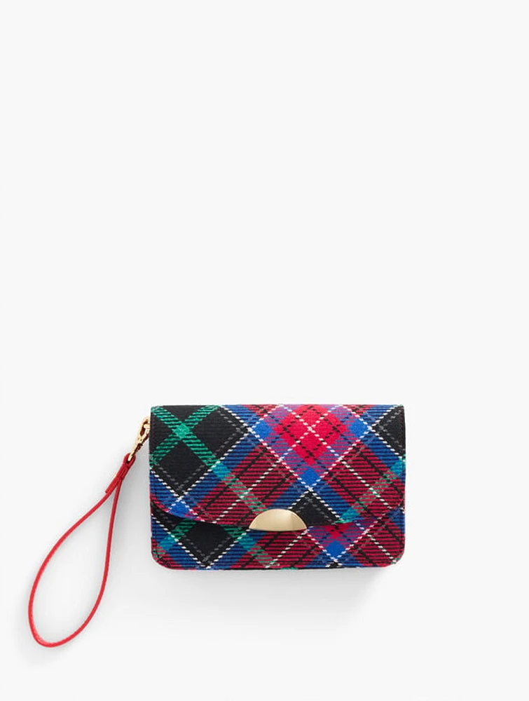 Log Fire Plaid Wristlet
