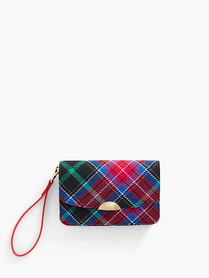 Log Fire Plaid Wristlet