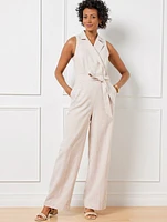 Double Stripe Linen Blend Jumpsuit