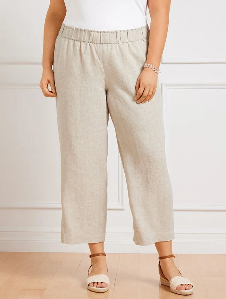 Talbots Nantucket Washed Linen Wide Leg Crop Pants