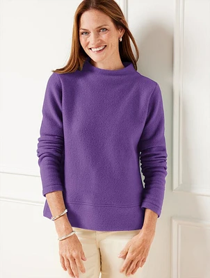 Button Back Funnel Neck Pullover