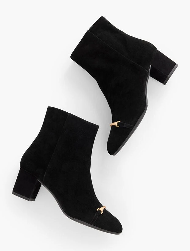 Pardo Suede Bit Block Heel Booties