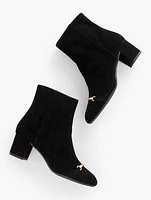 Pardo Suede Bit Block Heel Booties