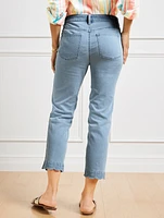 Scallop Hem Crop Straight Leg Jeans - Shelby Wash