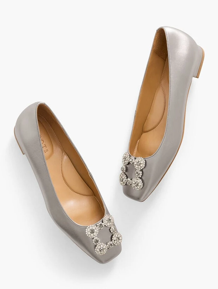 Sutton Embellished Metallic Leather Flats