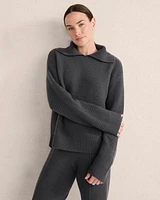 Ribbed Cashmere Collared Sweater