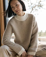 Merino Cashmere Herringbone Mockneck Sweater