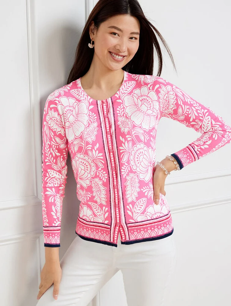 Charming Cardigan - Woodblock Floral