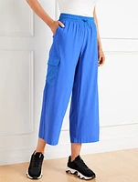 Lightweight Woven Stretch Wide Leg Cargo Pants