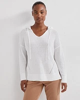 Linen Cotton Ribbed Hoodie