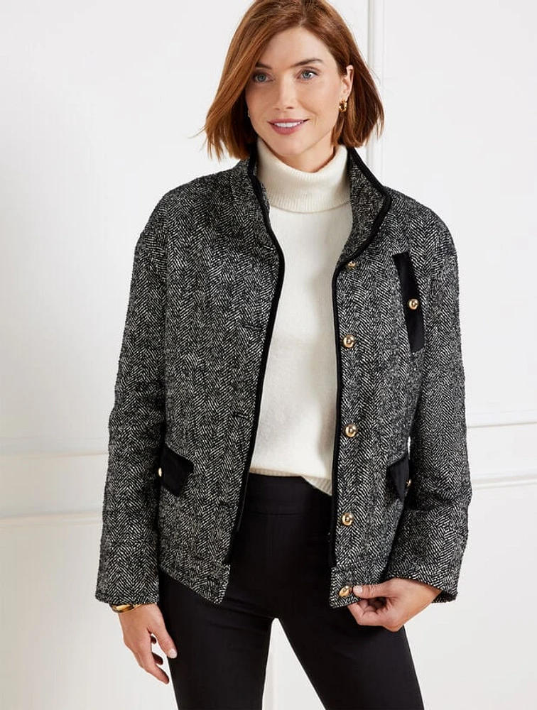 Bouclé Herringbone Coat