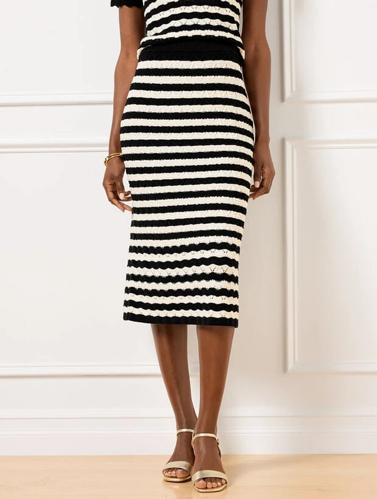 Pointelle Stripe Sweater Skirt