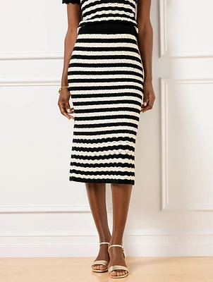 Pointelle Stripe Sweater Skirt