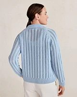 Open Stitch Johnny Collar Sweater