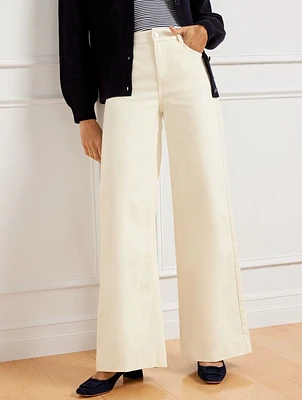 Ultra Wide Leg Denim Trousers - Ivory