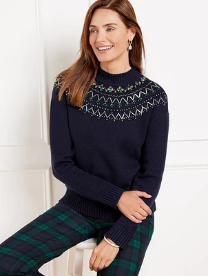 Embellished Fair Isle Sweater