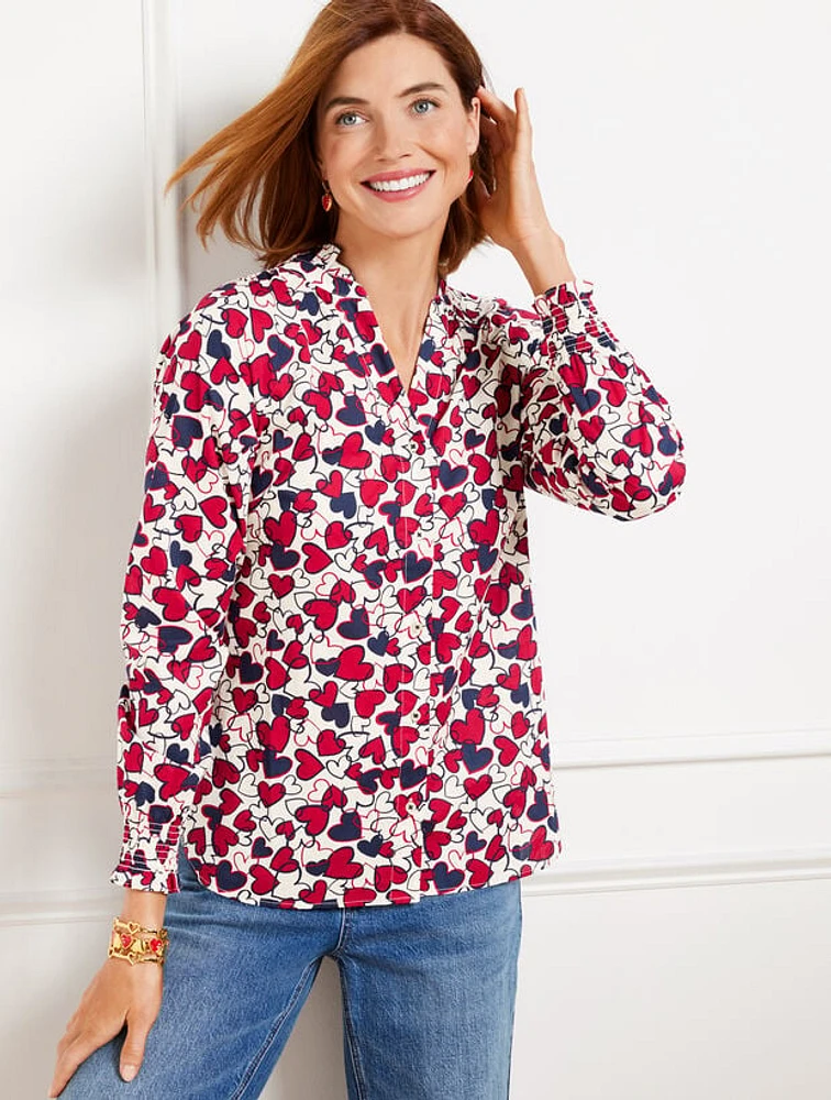 Button Front Top - Entwined Hearts