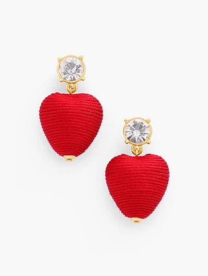 Thread Wrapped Heart Drop Earrings