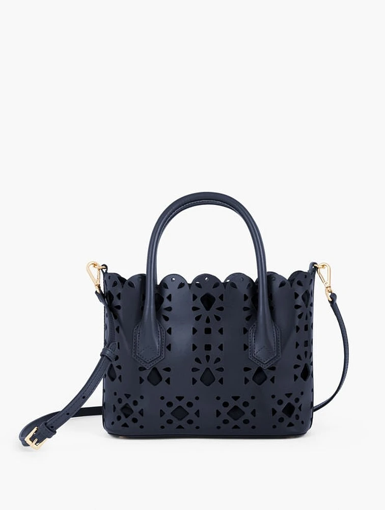 Perforated Leather Crossbody Tote