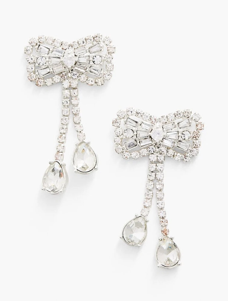 Crystal Bow Drop Earrings