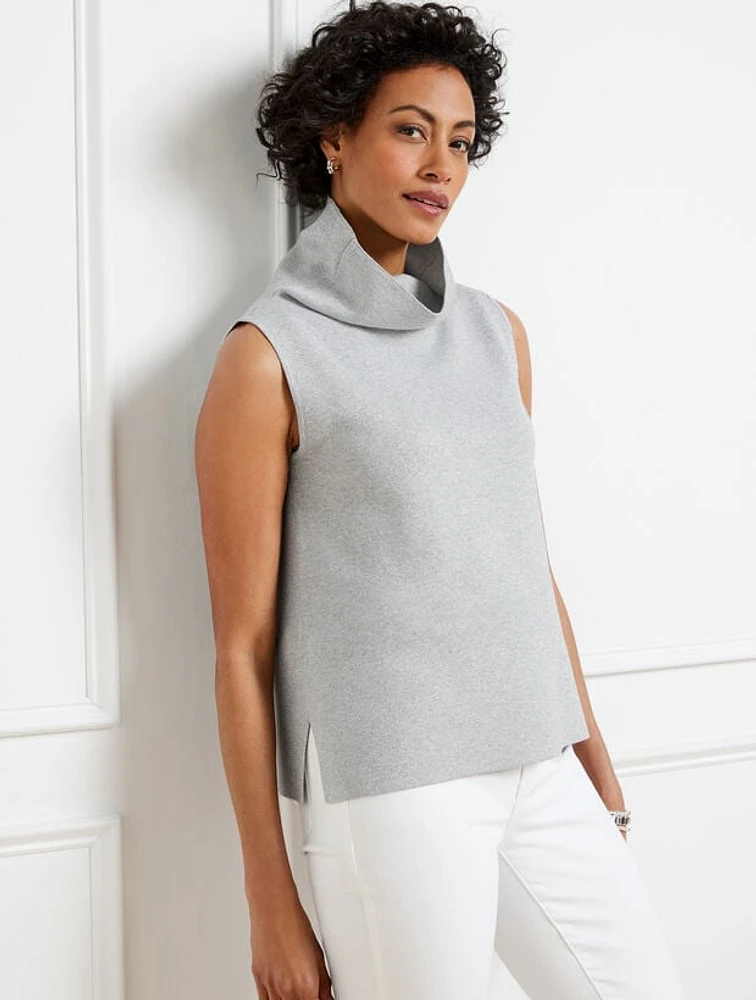 Cowl-Neck Sweater Shell - Metallic