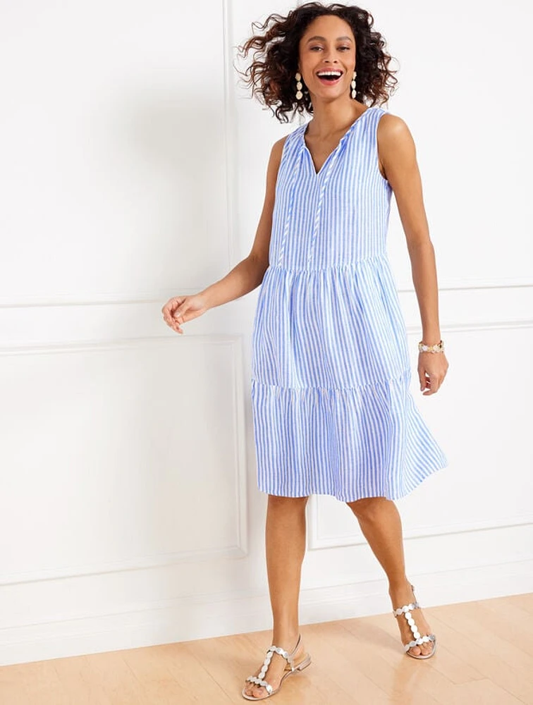 Linen Swing Dress - Surf Stripe