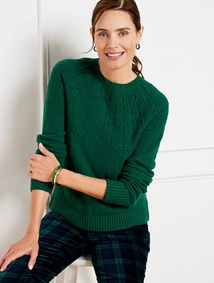 Pointelle Round Yoke Sweater