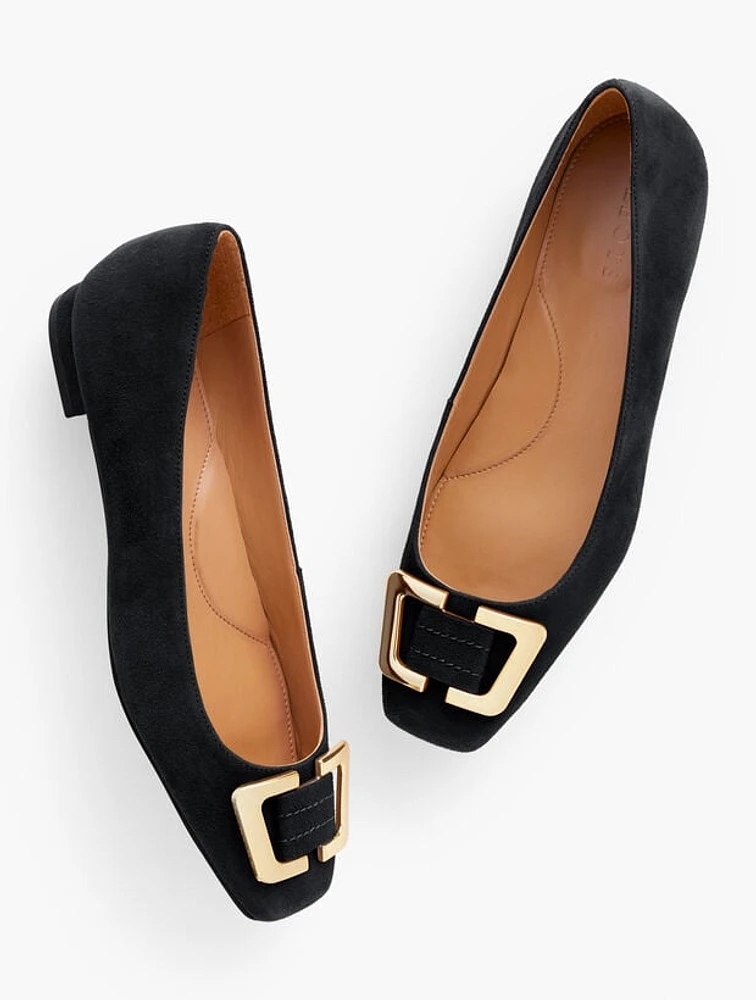 Sutton Suede Buckle Flats