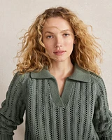 Open Stitch Johnny Collar Sweater