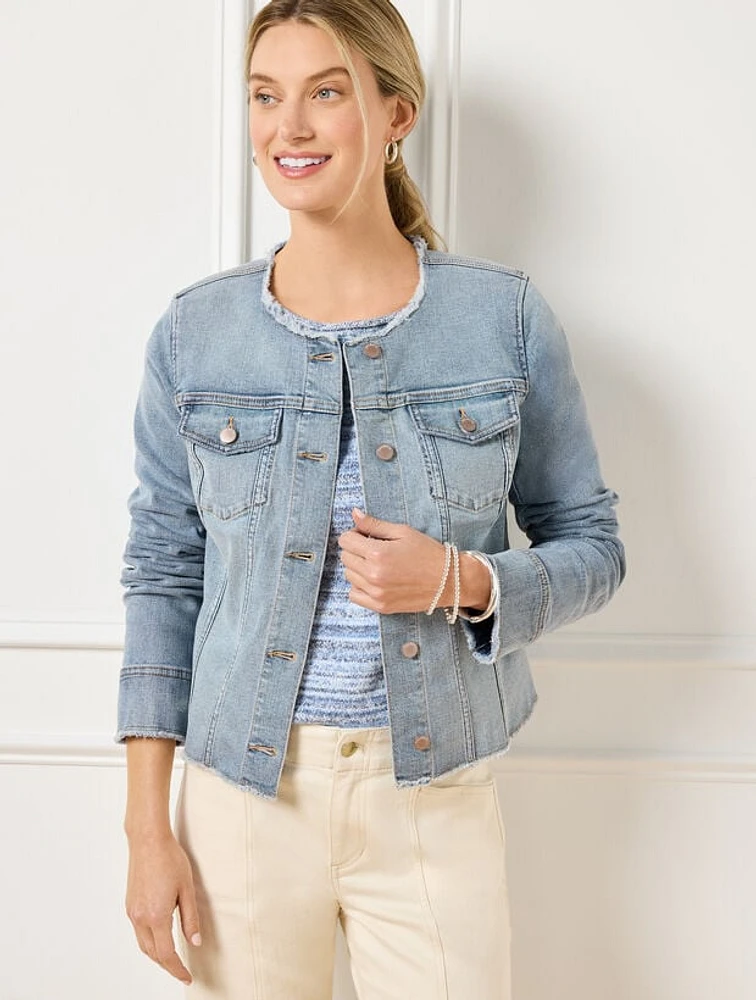 Collarless Jean Jacket