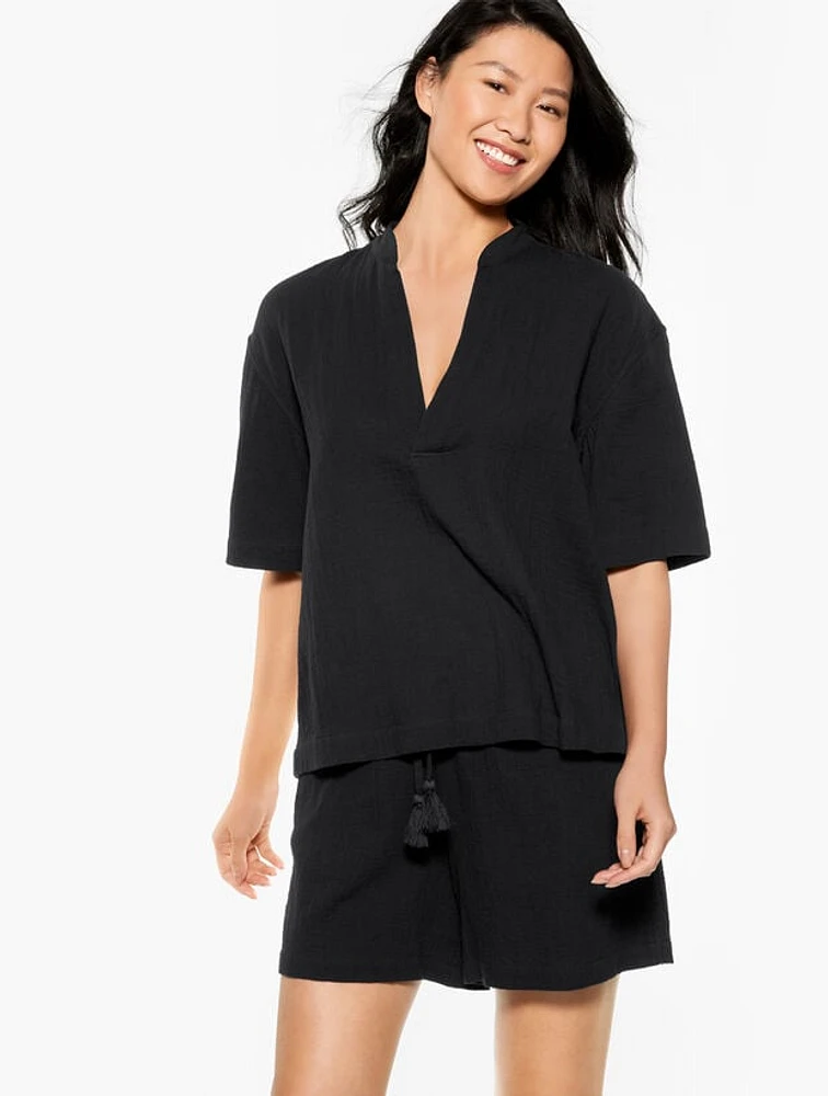 Aqua Club Gauze Popover Shirt Cover-Up