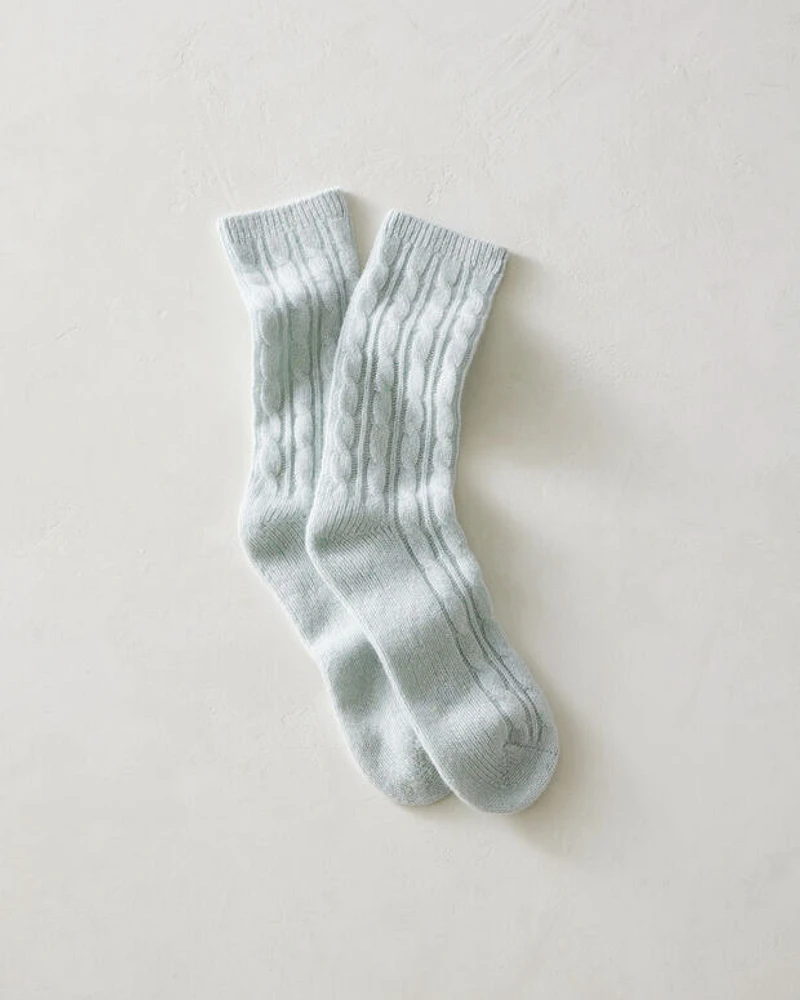 Cashmere Blend Cable Knit Socks