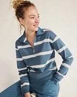 Organic Cotton Interlock Striped Quarter Zip