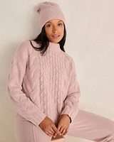 Cashmere Honeycomb Cable Mockneck Sweater