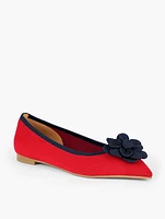 Edwin Knit Flower Pointed Toe Flats