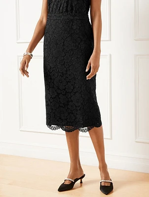 Floral Lace Pencil Skirt