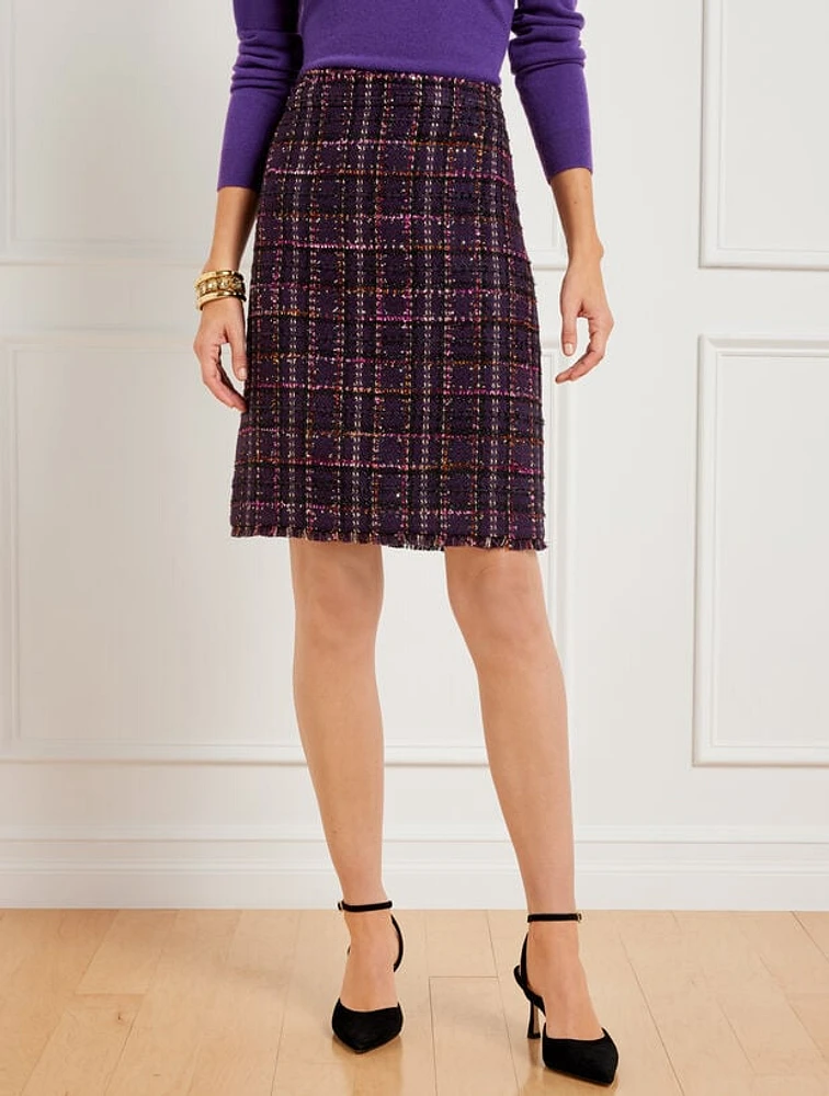 Midnight Sparkle Tweed A-Line Skirt