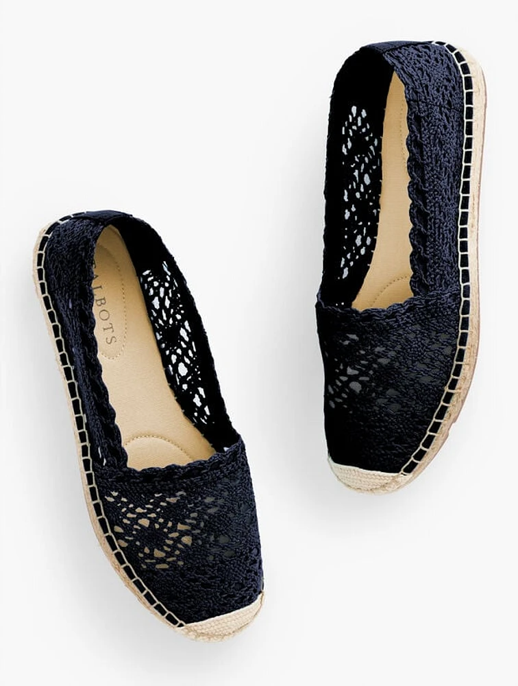 Izzy Espadrille Flats - Floral Honeycomb Crochet