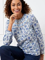 Ruffle Trim Blouse - Flourish Floral