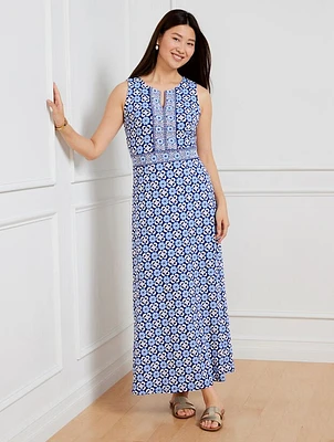 Effortless Jersey Maxi Dress - Floral Tiles