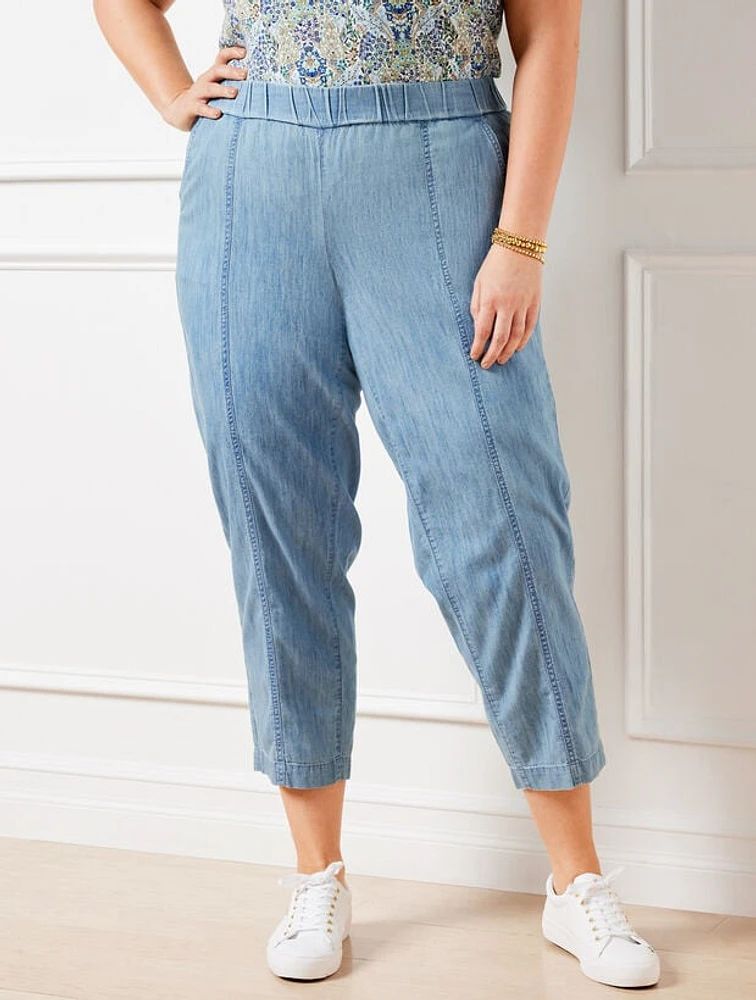 Slim Crop Pants - Chambray